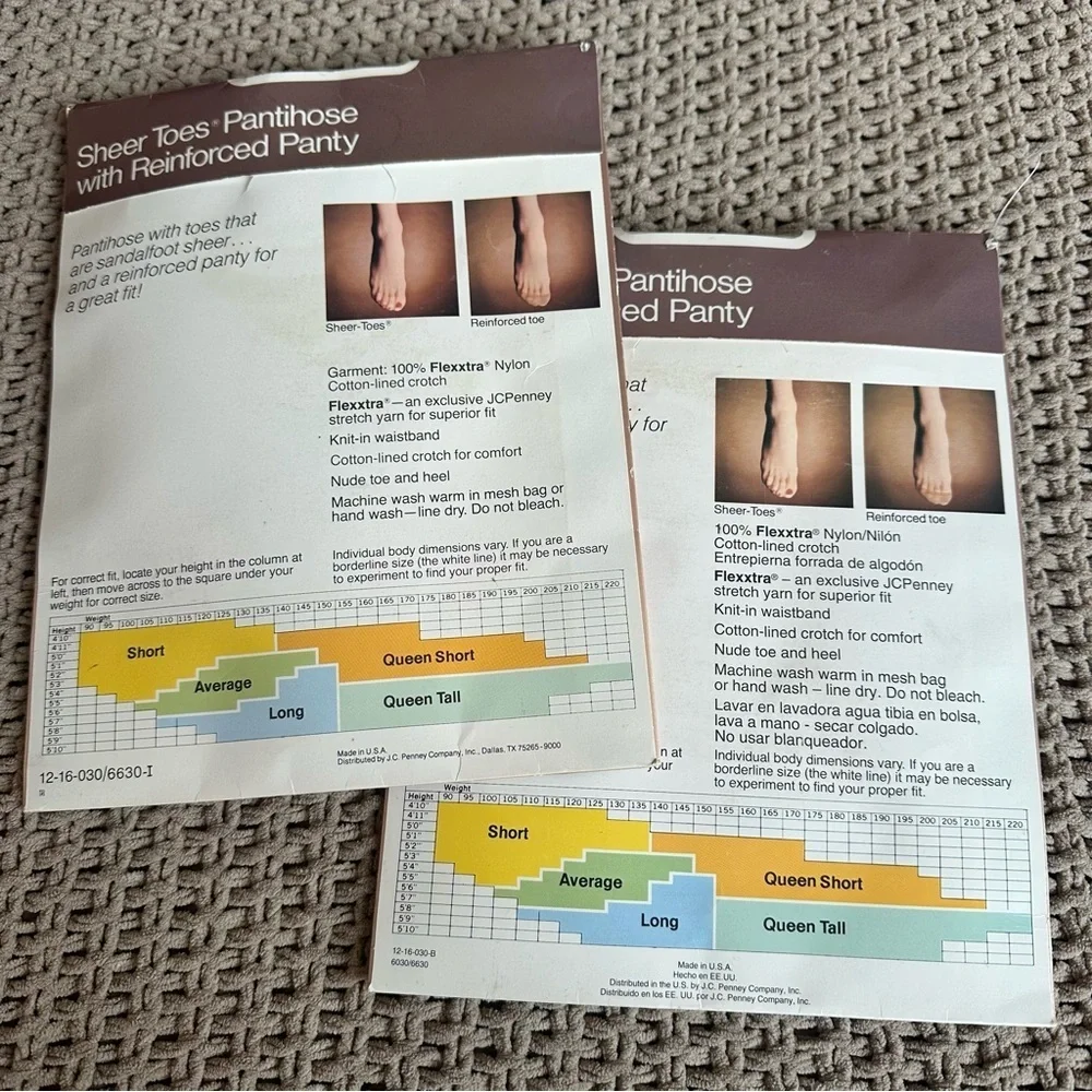 Vintage NEW JCPenney Sheer Toes Reinforced Pantyhose Shell & Sea Spa Sz Average